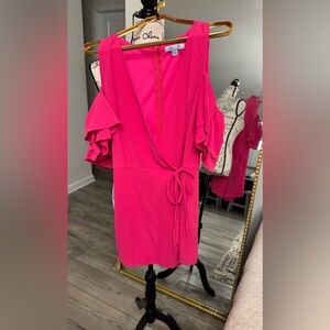 She + sky Elegant pink off the shoulder romper